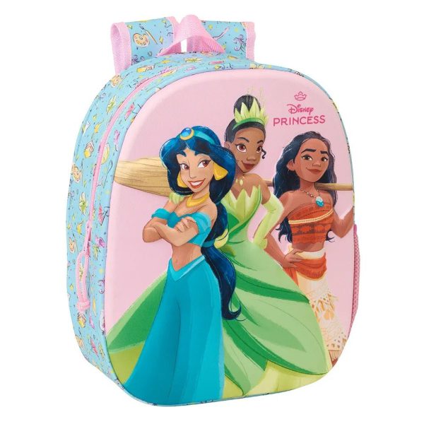 Safta 622564890 3D Disney Princesses Παιδική Τσάντα Πλάτης Ροζ-Σιέλ