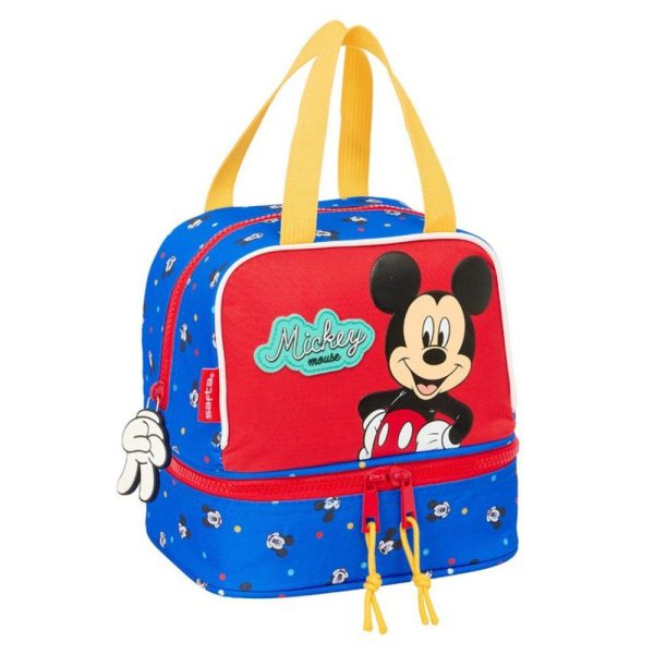 Safta 812514040 Mickey Mouse Τσαντάκι Φαγητού Χειρός Μπλε-Κόκκινο