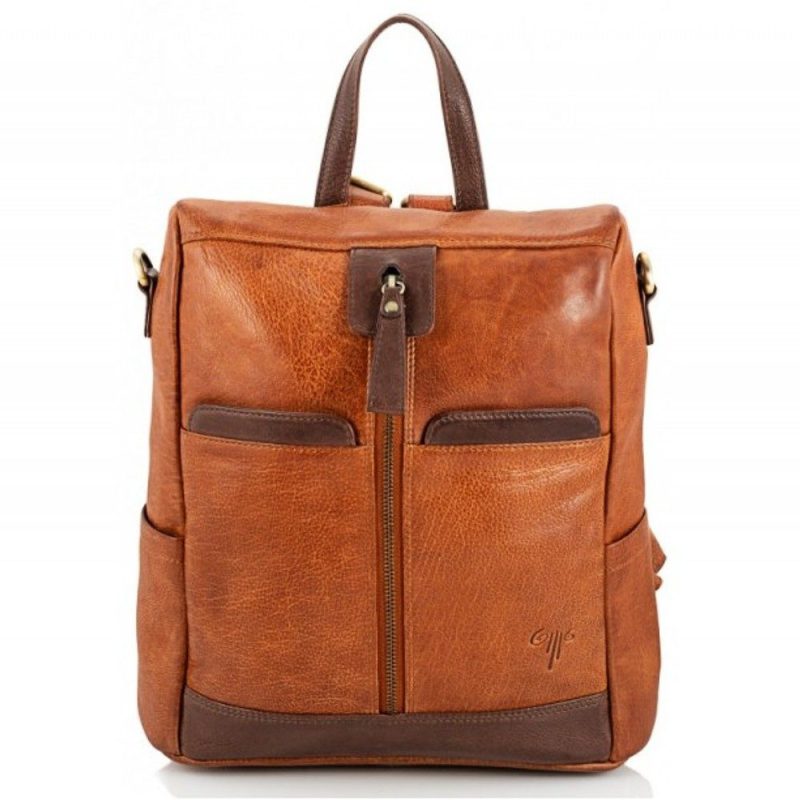 Kion 99873 Δερμάτινο Σακίδιο Πλάτης Backpack Ταμπά με Καφέ KION