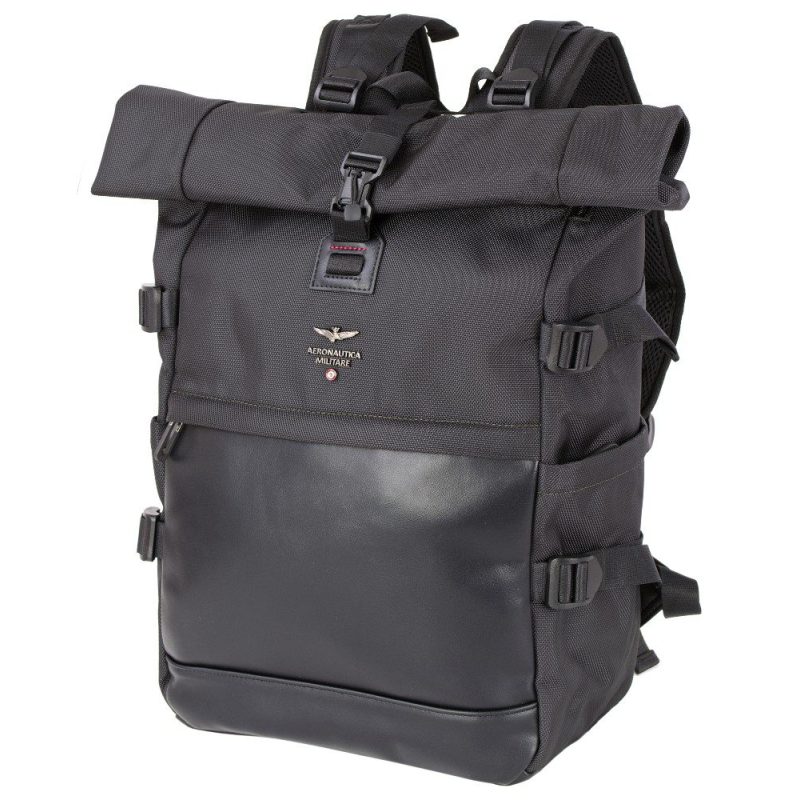 Aeronautica Militare AM-592 Backpack Τσάντα Πλάτης Μαύρη Aeronautica militare