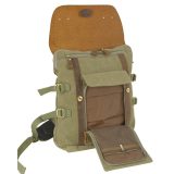 Aeronautica Militare AM-613 Backpack Τσάντα Πλάτης από Καμβά με Δέρμα Χακί 4