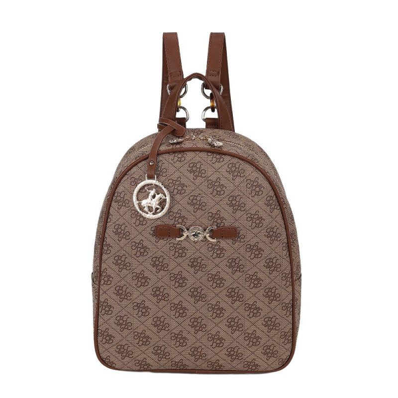 Beverly Hills Polo Club BH-4662 Backpack Γυναικεία Τσάντα Πλάτης Μπεζ Beverly hills Polo club