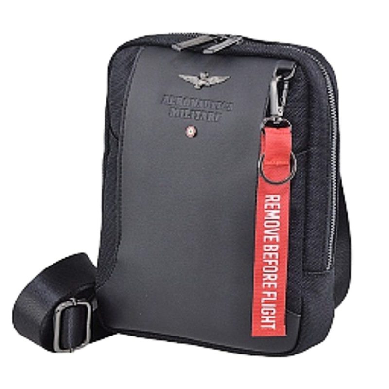 Aeronautica Militare AM-490 Ανδρική Τσάντα Ώμου / Χιαστί Μαύρη Aeronautica militare