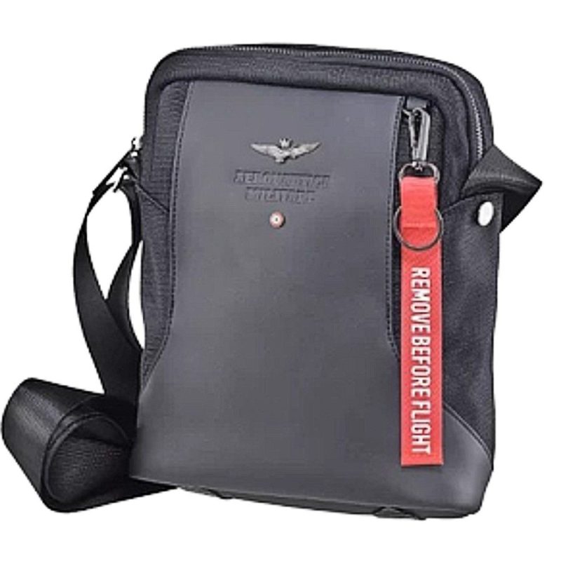 Aeronautica Militare AM-491 Ανδρική Τσάντα Ώμου / Χιαστί Μαύρο Aeronautica militare