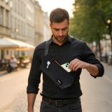 TROIKA BNS16/BK NIGHT SPARK SLINGBAG Τσαντάκι Μέσης/Cross Bodybag Μαύρο 5