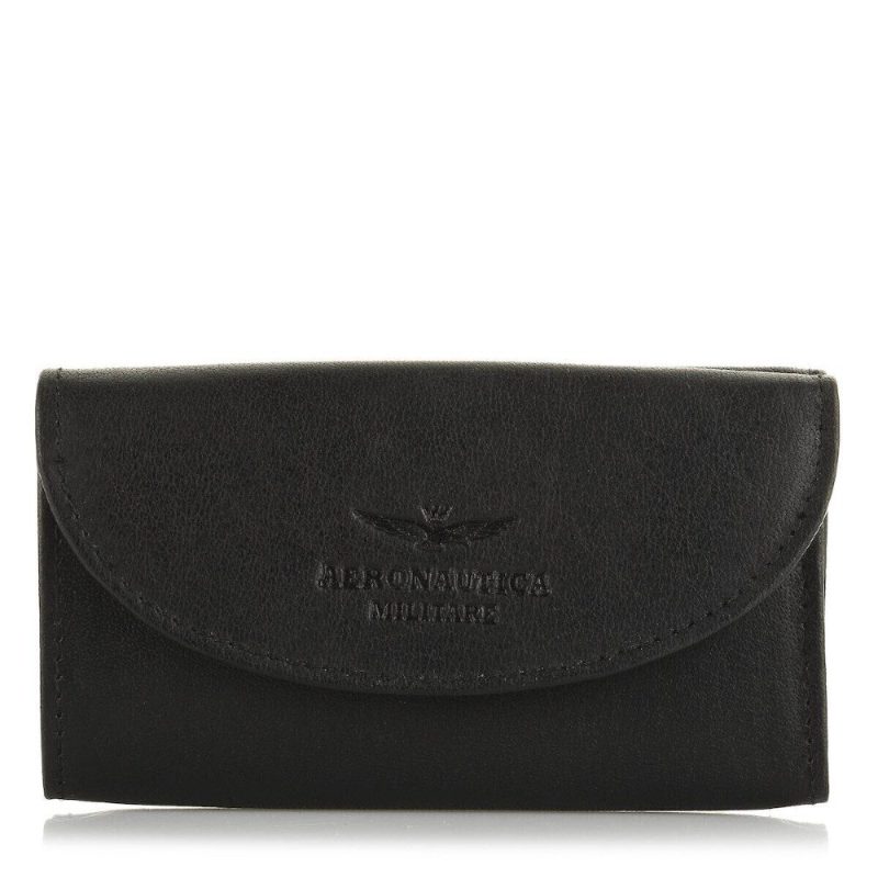 Aeronautica Militare AM-176 Δερμάτινη Κλειδοθήκη - Πορτοφόλι Μαύρο Aeronautica militare