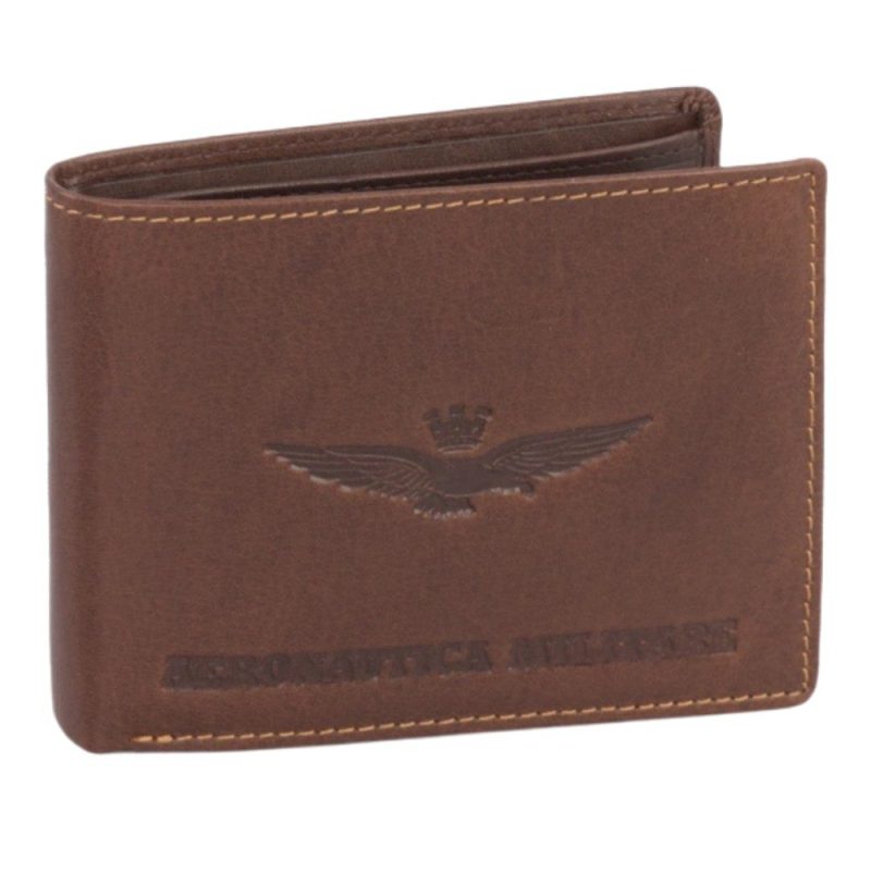 Aeronautica Militare AM-242 Δερμάτινο Ανδρικό Πορτοφόλι Καφέ Aeronautica militare