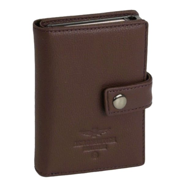 Aeronautica Militare AM-260 Mag Wallet Δερμάτινο Πορτοφόλι Καρτών με RFID Καφέ