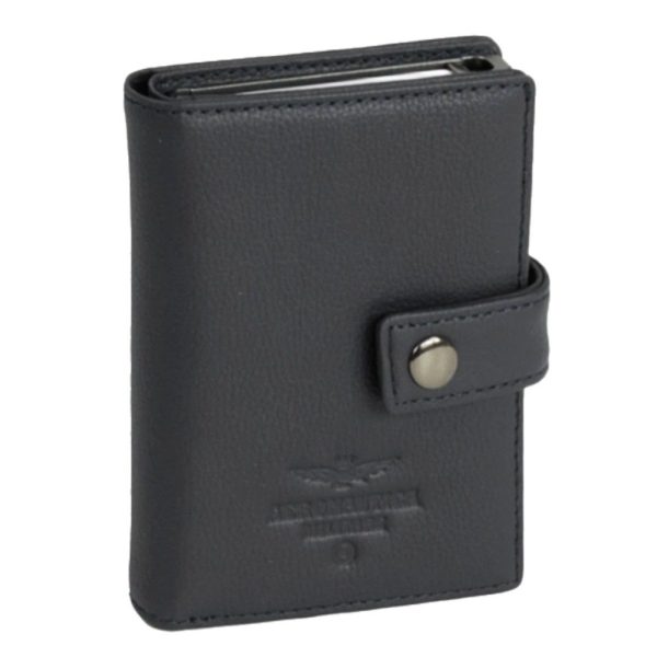 Aeronautica Militare AM-260 Mag Wallet Δερμάτινο Πορτοφόλι Καρτών με RFID Μαύρο