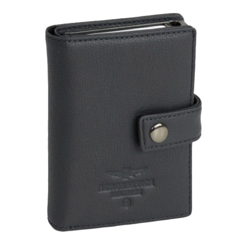 Aeronautica Militare AM-260 Mag Wallet Δερμάτινο Πορτοφόλι Καρτών με RFID Μαύρο Aeronautica militare