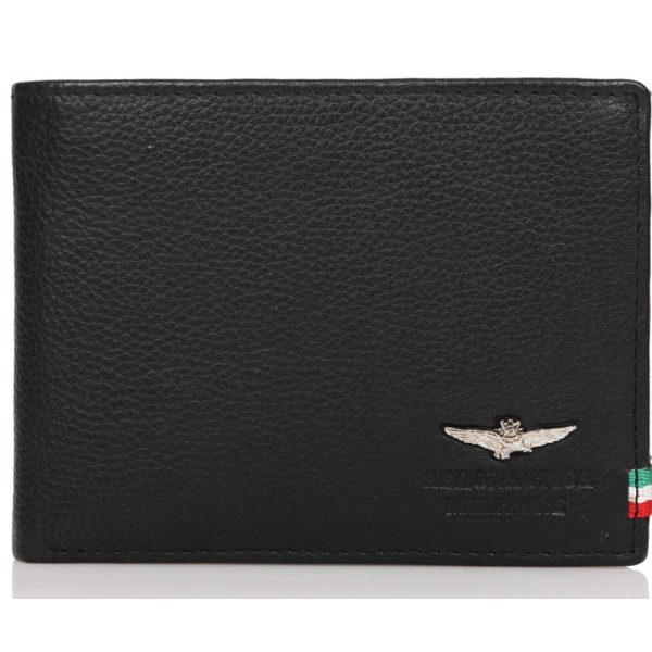 AERONAUTICA MILITARE AM-103 δέρμα πορτοφόλι μαύρο