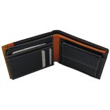 LUXUS Ανδρικό Πορτοφόλι με RFID δέρμα LX5650 Μαύρο/πορτοκαλί/ταμπά 2