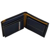 LUXUS Ανδρικό Πορτοφόλι με RFID δέρμα LX5650 Μπλε/κίτρινο/καφέ. 2
