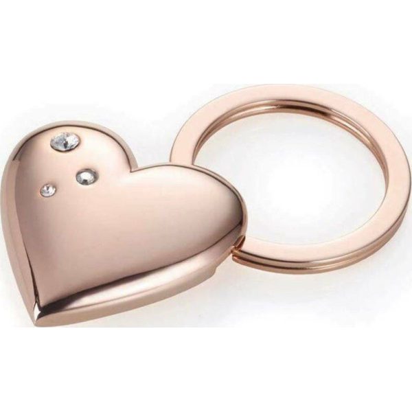 TROIKA KR15-32/RG Keyring Μπρελόκ Rosy Heart με Swarovski Ροζ Gold