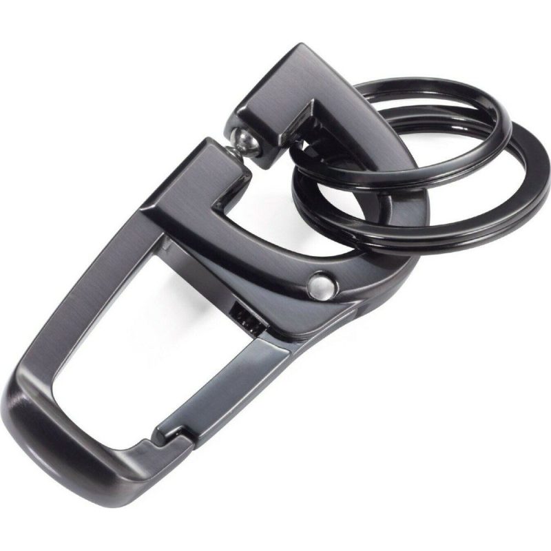 TROIKA KR18-06/GM 2Keyring D-CLICK Μπρελόκ Μαύρο Μέταλλο TROIKA