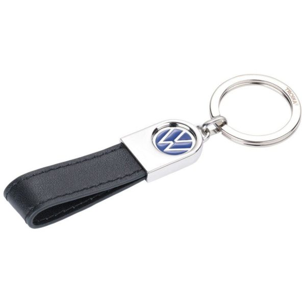 TROIKA KR24-05/VW Keyring Μπρελόκ Volkswagen Δερμάτινο Μαύρο