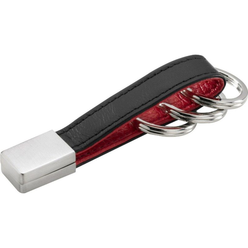 TROIKA KRG642/LE 3Keyring TWISTER RED PEPPER Μπρελόκ Δερμάτινο Μαύρο με κόκκινο TROIKA