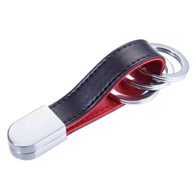 TROIKA KRG742/LE 3Keyring TWISTER STYLE RED PEPPER Μπρελόκ Δερμάτινο Μαύρο με κόκκινο TROIKA