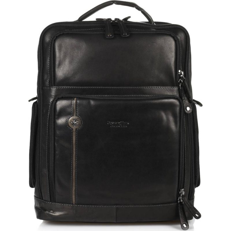 Beverly Hills Polo Club BH-385 Δέρμα Τσάντα πλάτης μαύρη Beverly hills Polo club