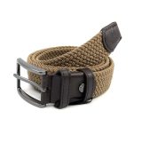 Legend Accessories LGD-162 Ελαστική Πλεκτή Ανδρική Ζώνη Δερμάτινη Golden με Καφέ 4