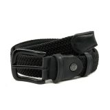 Legend Accessories LGD-18-01 Ελαστική Πλεκτή Ανδρική Ζώνη Δερμάτινη Μαύρη 1