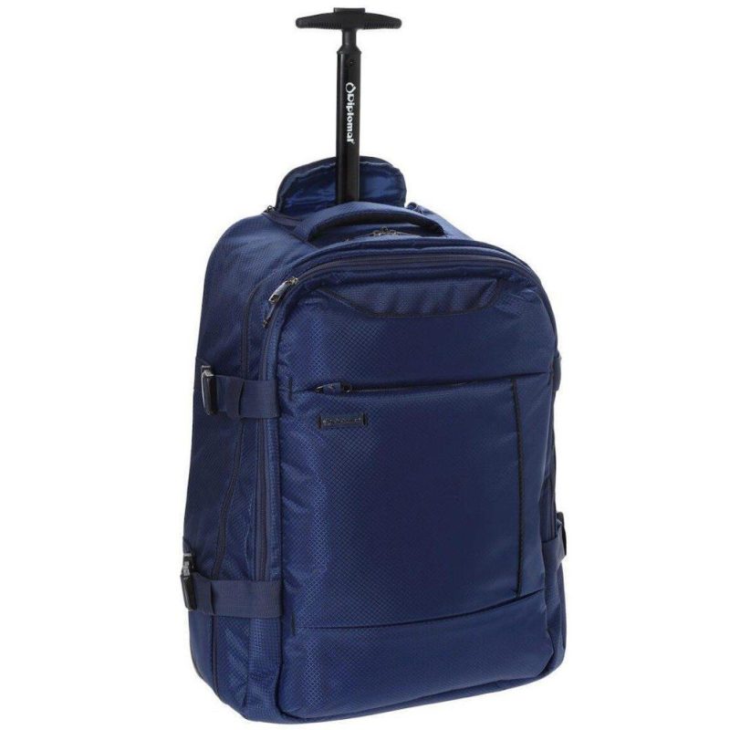 Diplomat Βαλίτσα Καμπίνας - Τροχήλατο Backpack 111-55W Μπλε DIPLOMAT