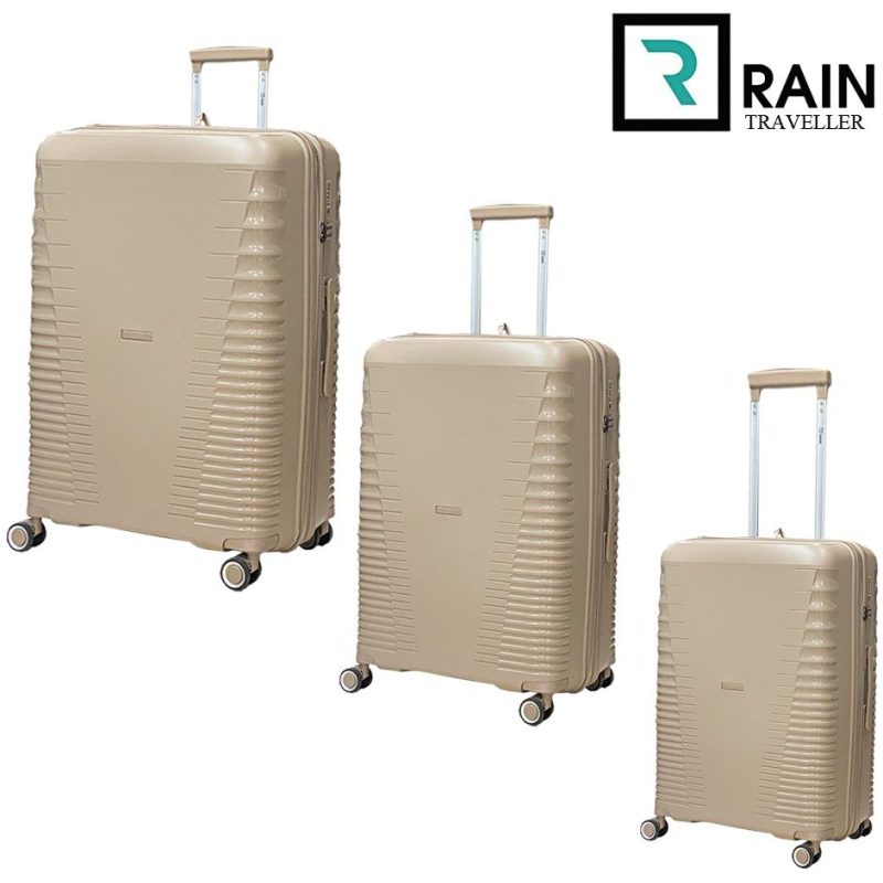 Rain Σετ 3τμχ Βαλίτσες Ταξιδιού S/M/L. RB8018 Μπεζ- Champagne RAIN